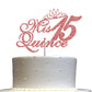 RokAPary Quinceanera Glitter Cake Topper, Acrylic, Sturdy Double-Sided, Rose Gold, Model RCT171