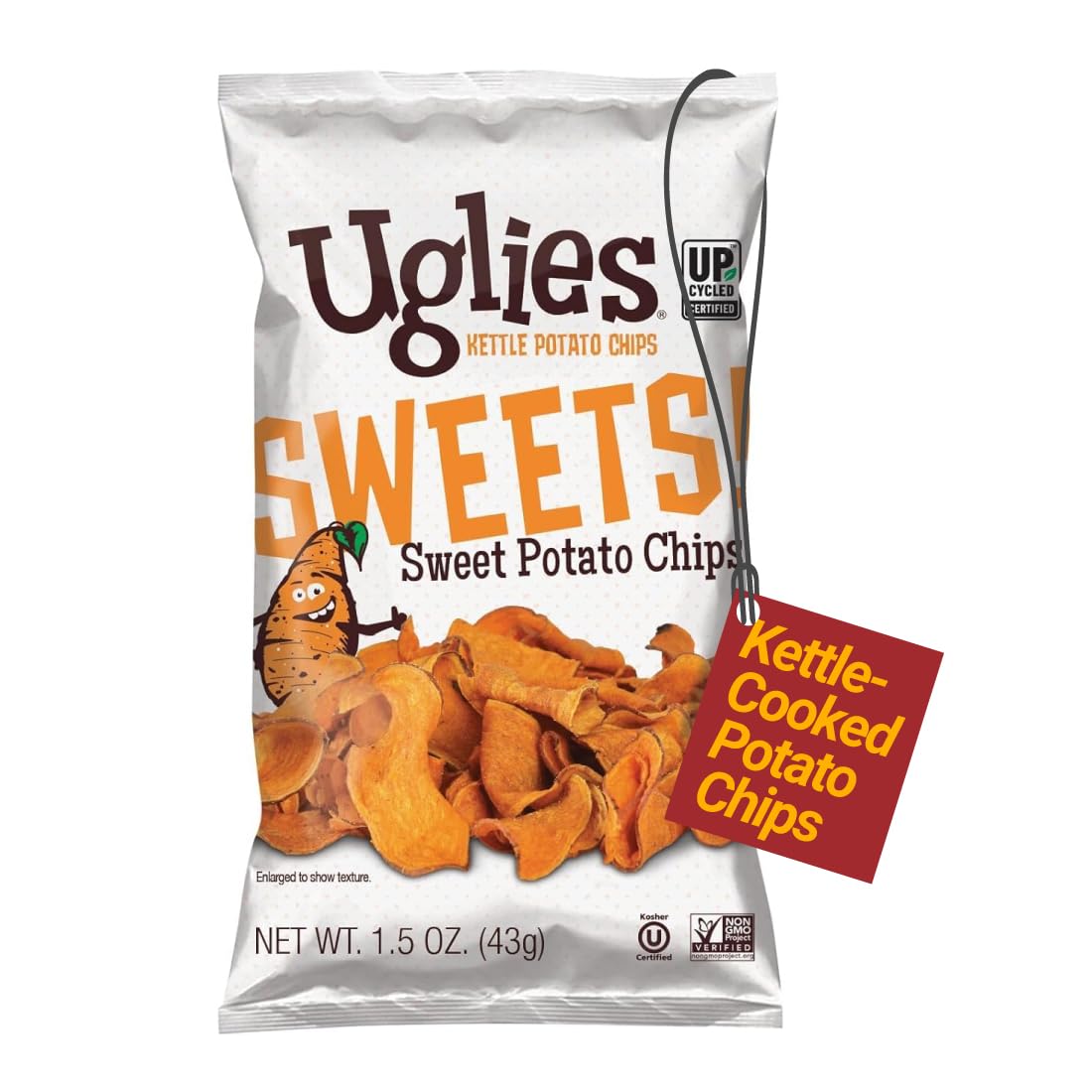 Uglies Sweet Potato Kettle-Cooked Potato Chips, Gluten-Free, 5.5 Oz. Bags, Pack of 12, Natural