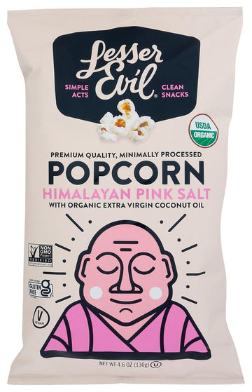 Lesser Evil, Buddha Bowl, Organic Popcorn, Himalayan, 5-Ounce Bag (Pack of 3) (Choose Flavor Below) (Himalayan Pink Salt)