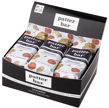 Patter Bar (Fruit Nut Seed, 12-Pack Whole 30, Paleo, Vegan, No Added Sugar, Gluten Free, Dairy Free, Plant Based Energy Bar)