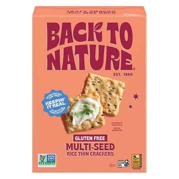 Back to Nature Gluten Free Multi-Seed Rice Thin Crackers, Non-GMO, Vegan Friendly Snack Cracker, Made with Whole Grain Brown Ric