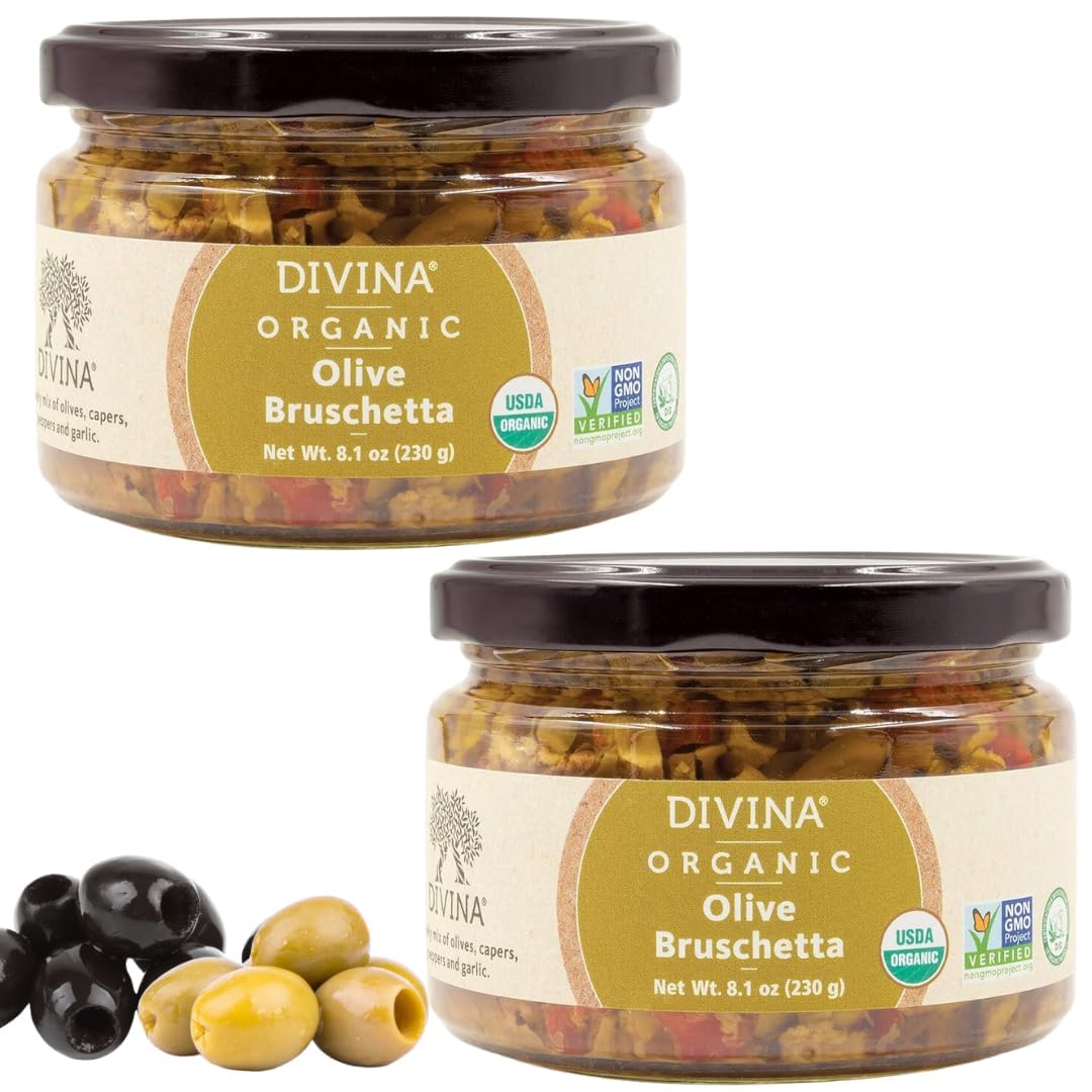 DIVINA Organic Olive Bruschetta Spread, 8.1 oz (2-Pack)
