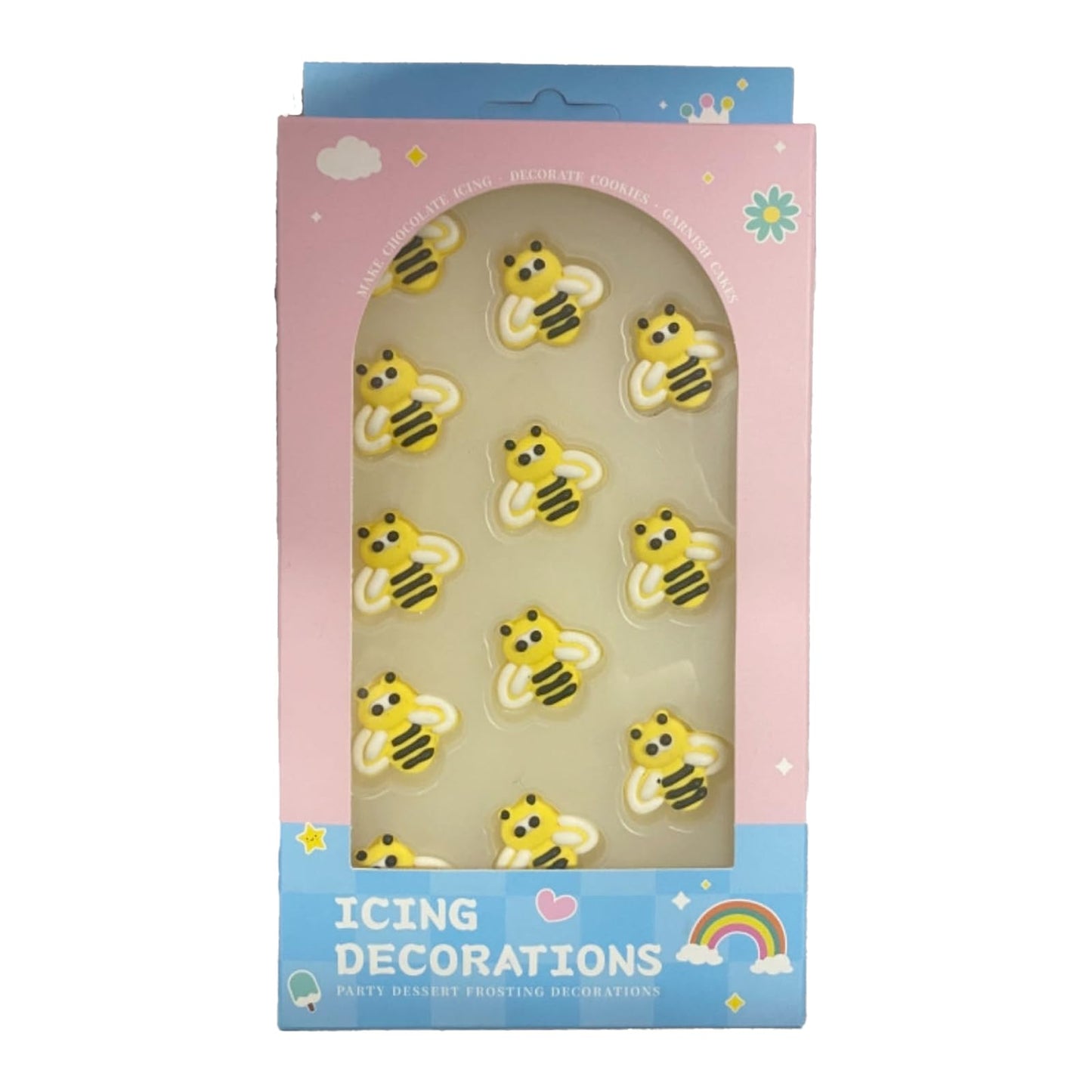 Philaeec 12 Pcs Bee Icing Decoration Edible Candy Sprinkle For Cake Decoration Spring Bees Icing Frosting Baking Cookie Cupcake