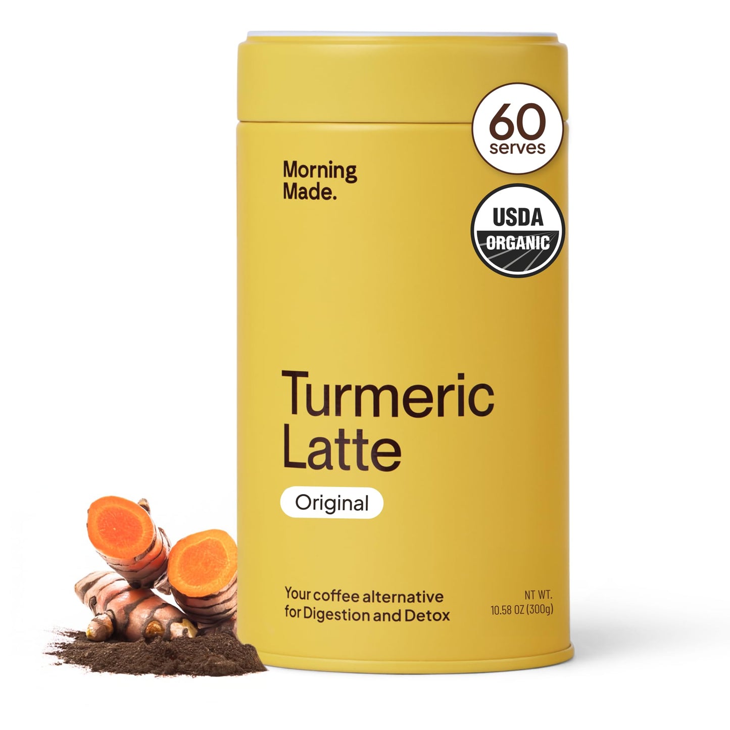 Morning Made Turmeric Latte Powder | Organic Turmeric  Flavor Blendger  Cinnamon & Black Pepper Blend  Energy Blend-Free Coffee Alternative | Sweetened  Vegan  Gluten-Free  Low Sugar | 10.6Oz (60 Serves)