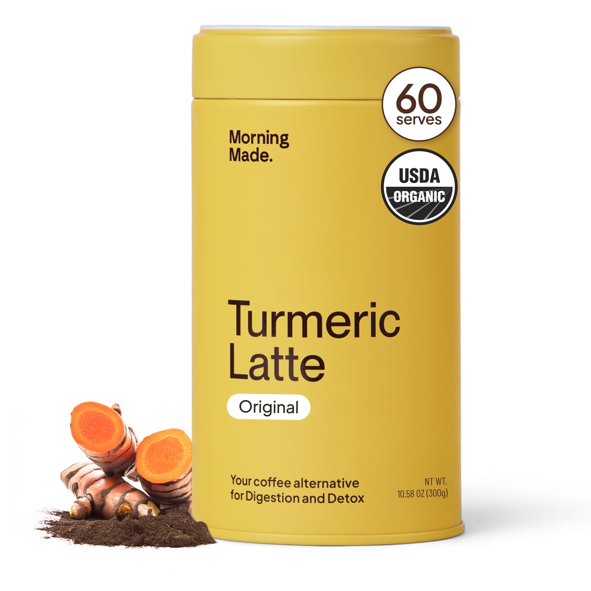 Morning Made Turmeric Latte Powder | Organic Turmeric  Flavor Blendger  Cinnamon & Black Pepper Blend  Energy Blend-Free Coffee Alternative | Sweetened  Vegan  Gluten-Free  Low Sugar | 10.6Oz (60 Serves)