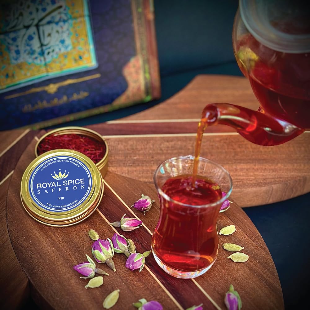 Royal Spice Saffron, Finest Pure Premium Super Negin Saffron Threads (10 Grams). For Rice, Tea, Paella, Desserts, And All Culina