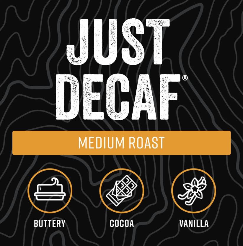 Black   Coffee Just Decaf Medium Roast Ground Coffee, 12 Ounce Bag, 100% Colombian, Caffeine-Free, Supports Veterans