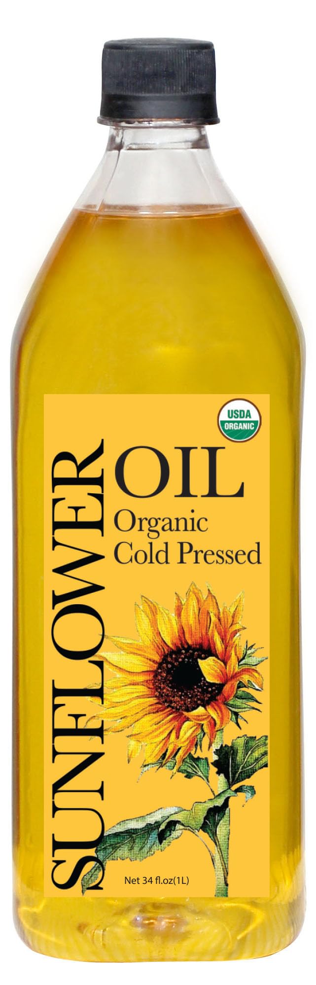 DAANA Sunflower Oil, USDA Organic, Extra Virgin, Cold Pressed, Non-GMO, 34 Fl oz (Pack of 1)