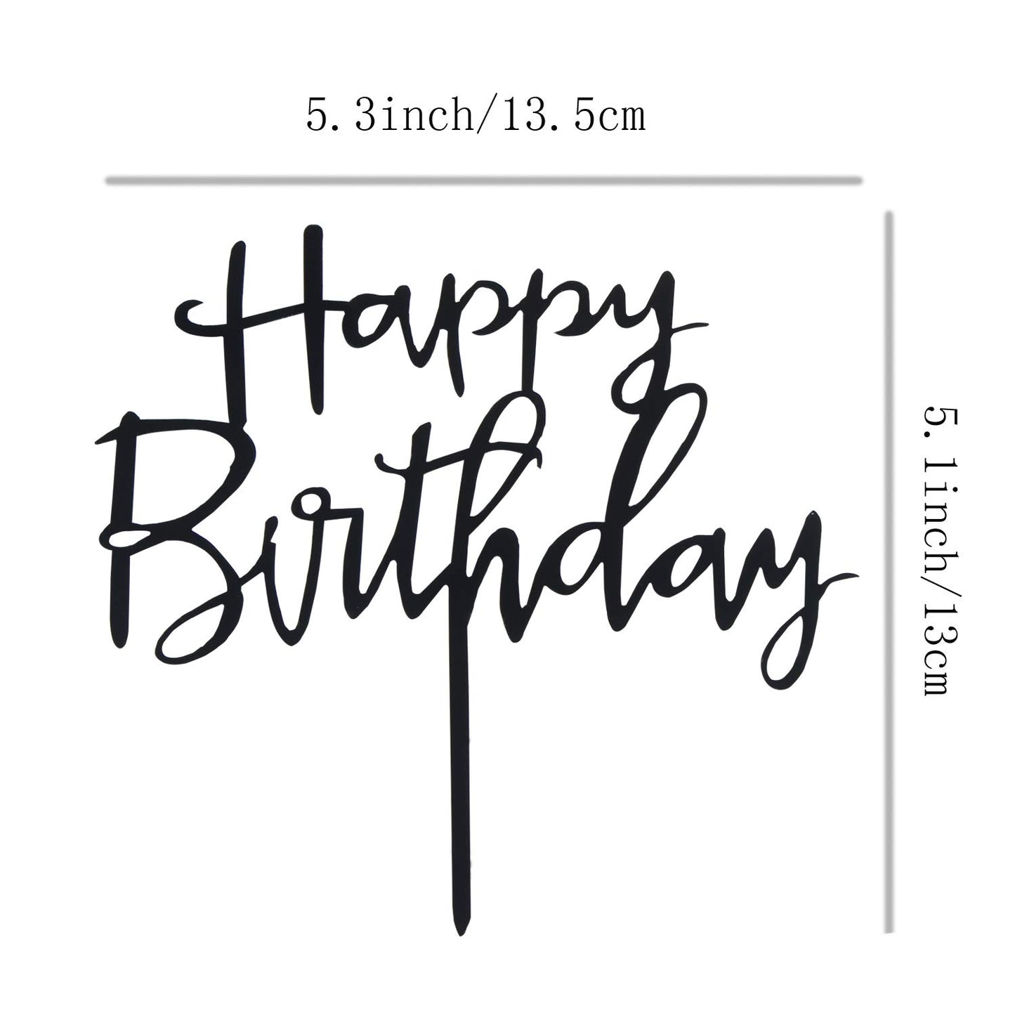 Happy Birthday Cake Topper. Cake Party Decorations, Acrylic Black Birthday Cake Topper
