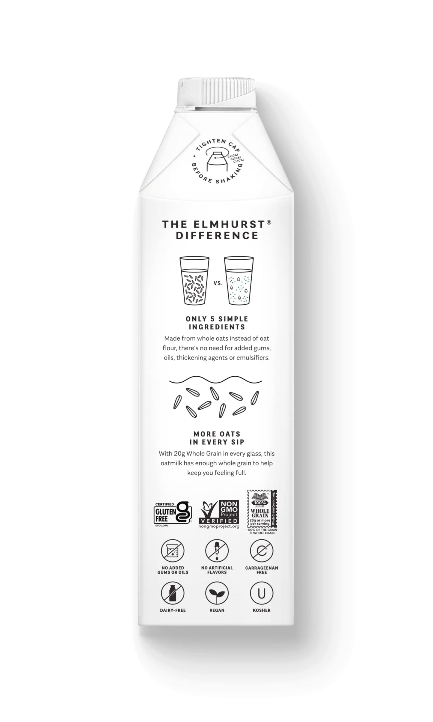 Elmhurst 1925 Sweetened Oat Milk - 32 Ounce (Pack of 6) Dairy-Free, Vegan, Kosher, Gluten-Free, Shelf Stable Plant Based Milk Ma
