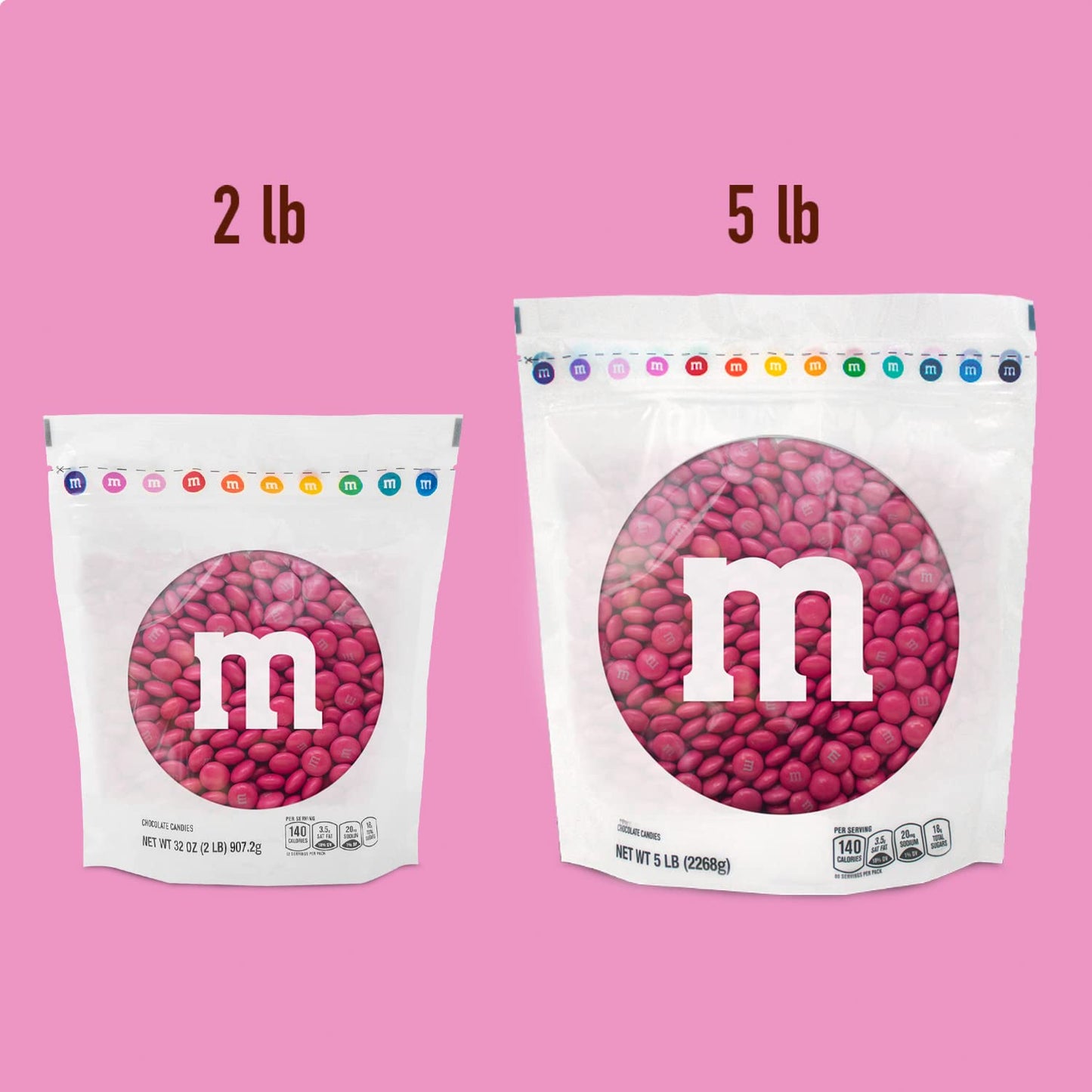 M&Ms World Milk Chocolate Candy, Single Color, Dark Pink, 5-Pound Bulk Bag (Pack Of 1)