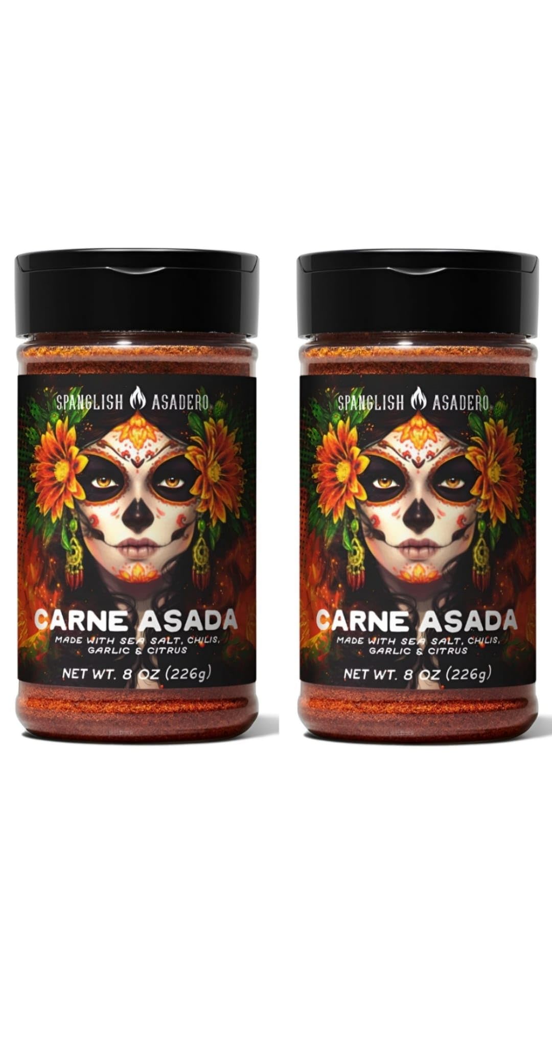 Spaglish Asadero Carne Asada Seasoning, 8 oz/2pack, Blend of Spices, Citrus, Garlic, Herbs, Sea Salt, Chili