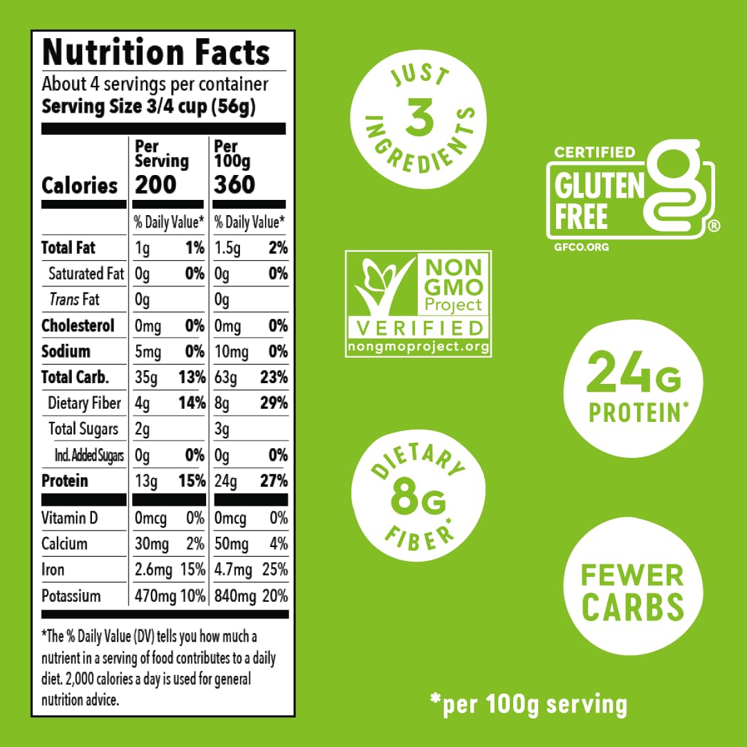 Veggiecraft Farms Rotini Pasta - High Protein, Vegan, Gluten Free Noodles, Made with Lentil Peas & Cauliflower, Plant Based, Low