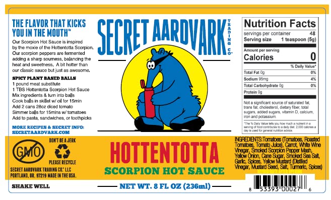Secret Aardvark Hot Sauce Variety Pack - Smokey Chipotle, Reaper, Red Scorpion, Drunken Garlic, Serrabanero, & Habanero Hot Sauc