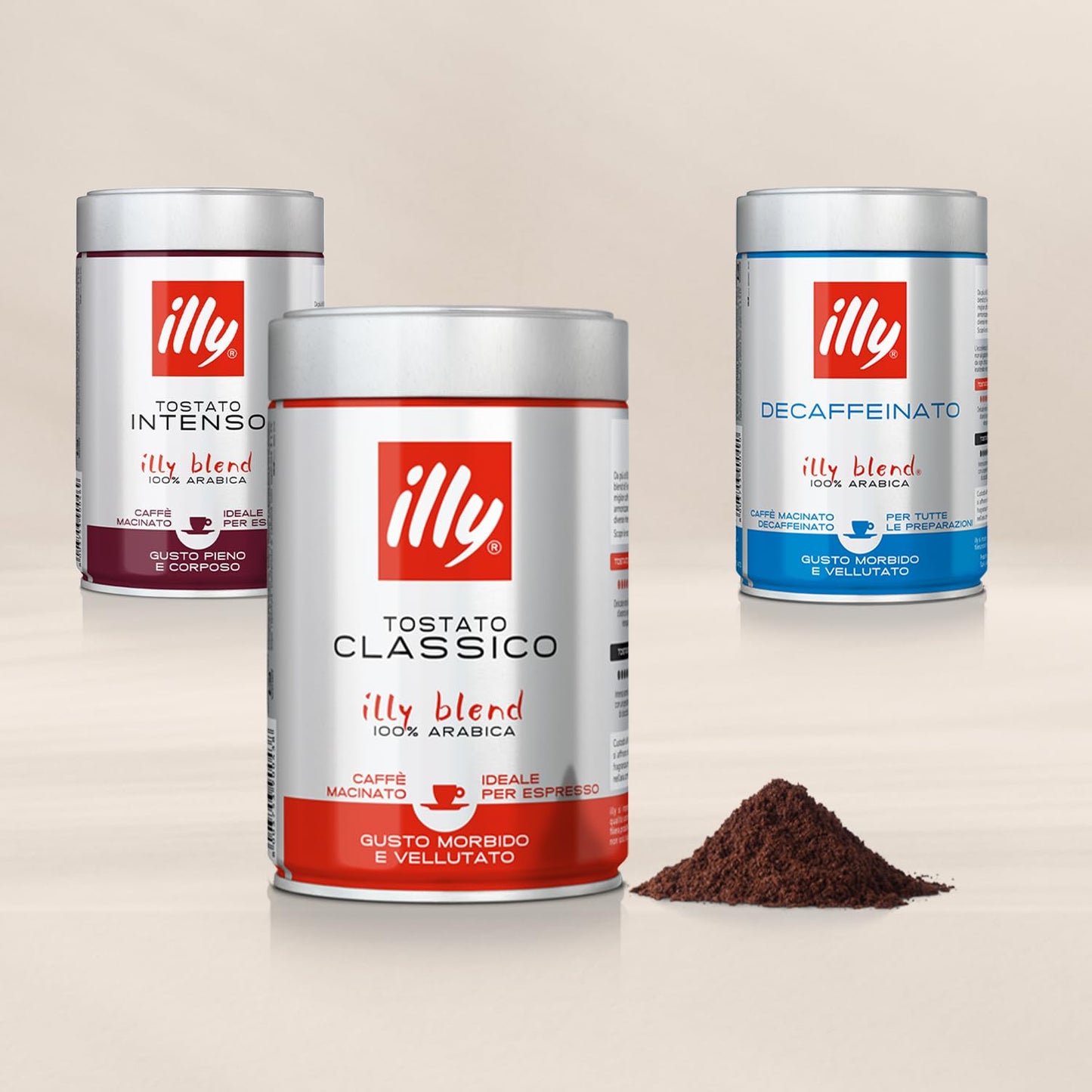 Illy Ground Coffee Espresso - 100% Arabica Coffee Ground – Classico Medium Roast - Notes Of Caramel, Orange Blossom & Jasmine - Rich Aromatic Profile - Precise Roast - No Preservatives – 4.4 Ounce