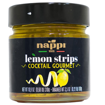 Nappi 1911 Candied Lemon Peel Strips in Syrup, 10.9 oz, Popular Cocktail Garnish for Drinks and Baking