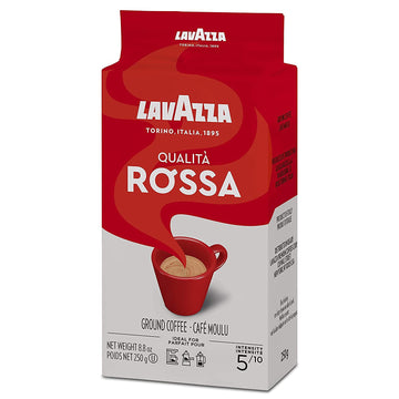 Lavazza Qualit Rossa Ground Coffee, Medium Roast, Arabica And Robusta Blend, 8.8 Oz Brick (Pack Of 20)