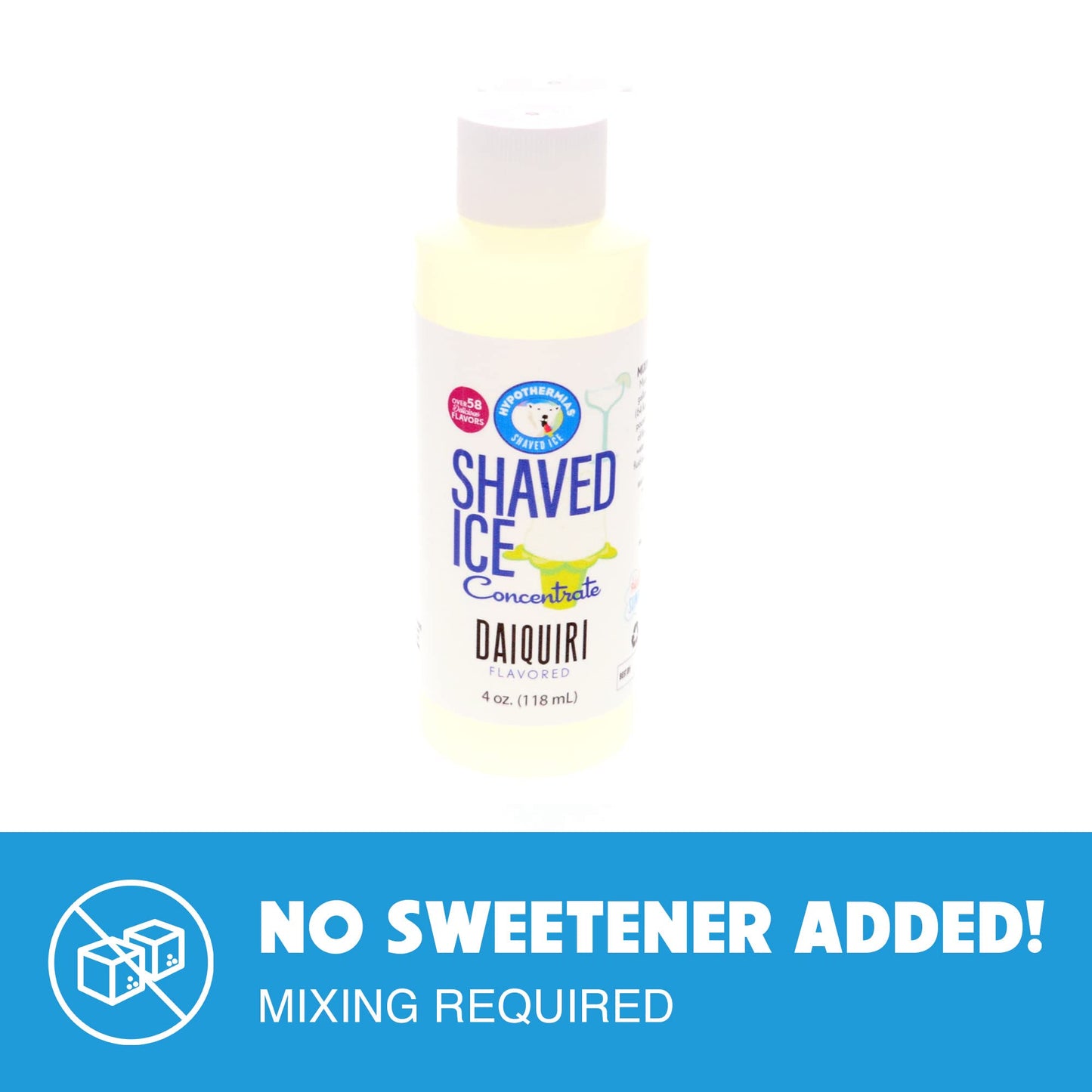 Hypothermias Shaved Ice And Snow Cone Syrup Unsweetened Flavor Concentrate - 4 Fl Oz - Makes 1 Gallon Of Ready To Use Syrup - Da