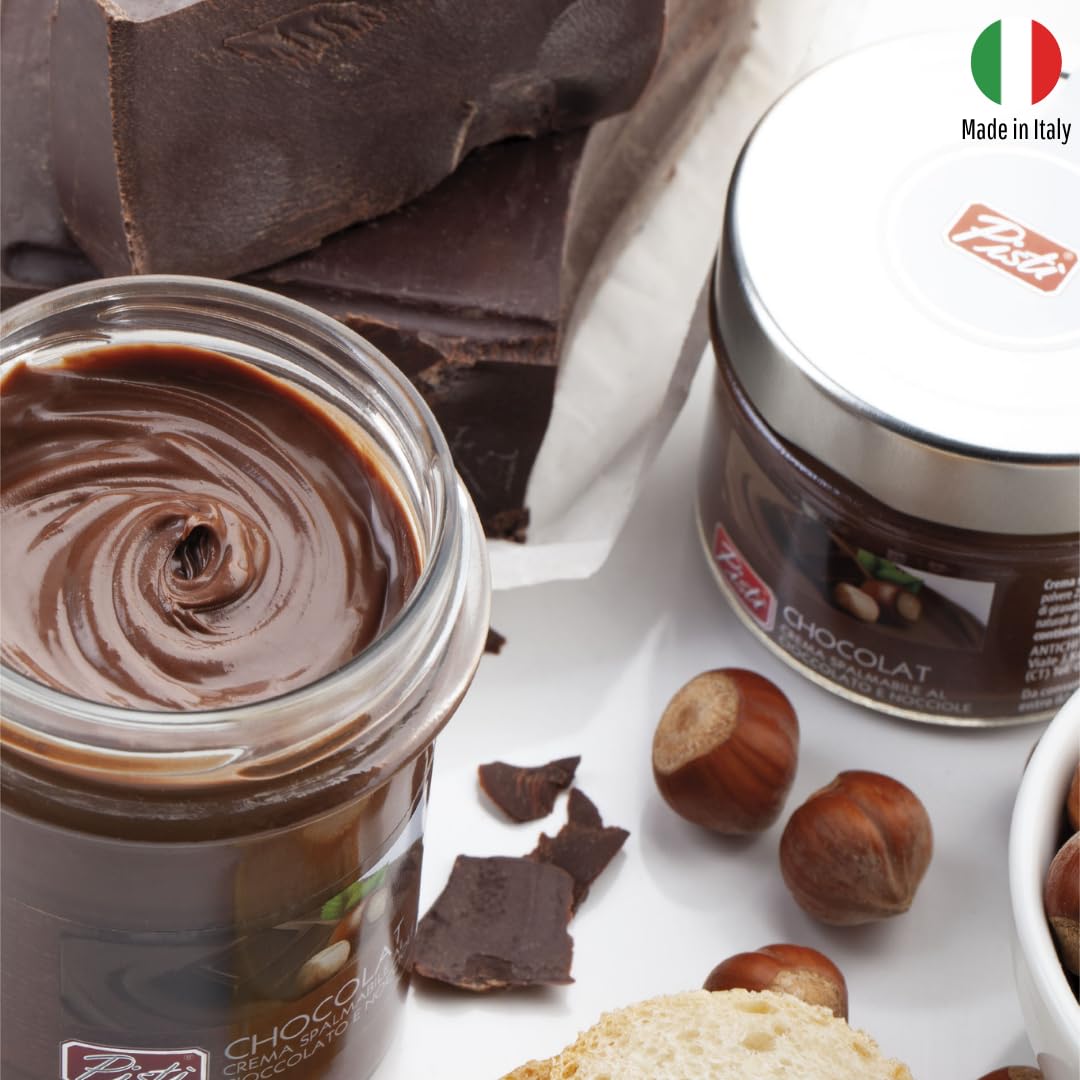 Pisti Chocolate And Hazelnut Spread – Enhanced Italian Chocolate Cream, Gluten-Free, No Palm Oil, 200G (7.05 Oz)