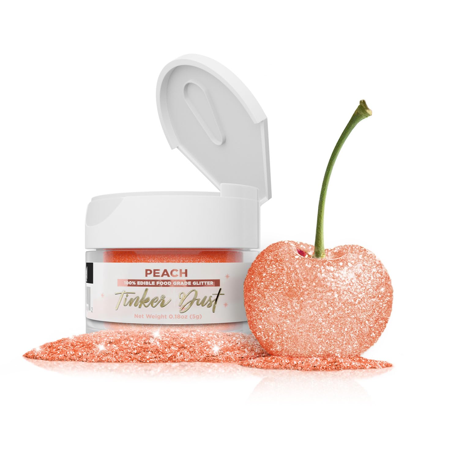 Bakell - Peach Tinker Dust (5g, 1x Jar) Edible Glitter for Food, Desserts, and Beverages!