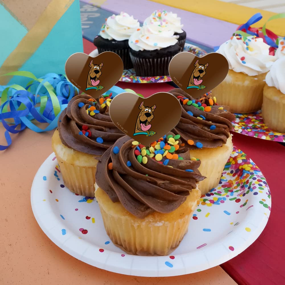 Scooby-Doo Headshot Heart Love Cupcake Picks Toppers Decoration Set of 6