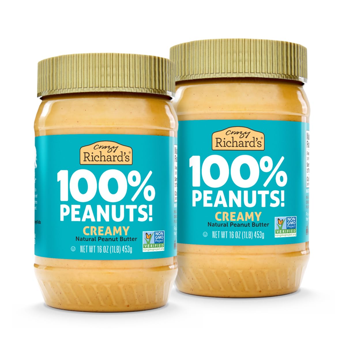 Crazy Richards Creamy Vegan Peanut Butter, 100% All-Natural, No Added Sugar, 32 Ounce (Pack of 2)
