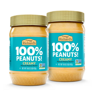 Crazy Richards Creamy Vegan Peanut Butter, 100% All-Natural, No Added Sugar, 32 Ounce (Pack of 2)