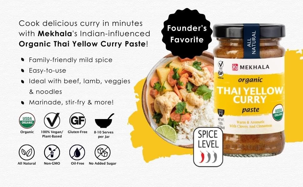 Mekhala Organic Gluten-Free Thai Yellow Curry Paste 3.53oz