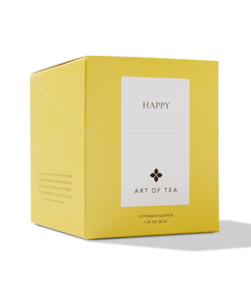 Art Of Tea | Organic Happy Tea | 12 Eco Friendly Pyramid Tea Bags Sachet | Naturally Caffeinated Mighty Aroma