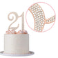Crystal Creations 21 Cake Topper - Premium Rose Gold Metal, Rhinestone Decoration, 1 Count, Pink, Model 21 Rose