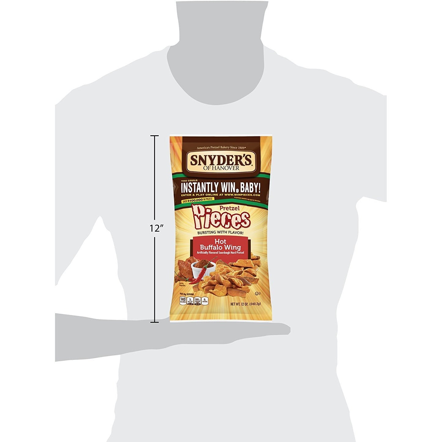 Grocery Test Brand Hot Buffalo Wings Pretzel Pieces, Snyder'S Of Hanover, 12 Ounce