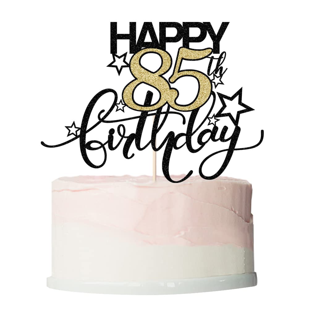 Bekaterea Happy Birthday Cake Topper,Black Font Golden Numbers 18Th Birthday Cake Decoration,Hello 18, Cheers To 18 Years/18Th A