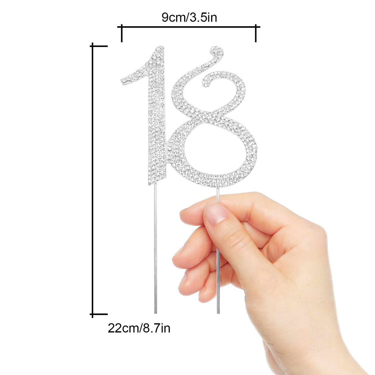 Hatcher lee 18th Birthday Cake Topper - Bling Crystal Silver Decoration, Model 43234-2855