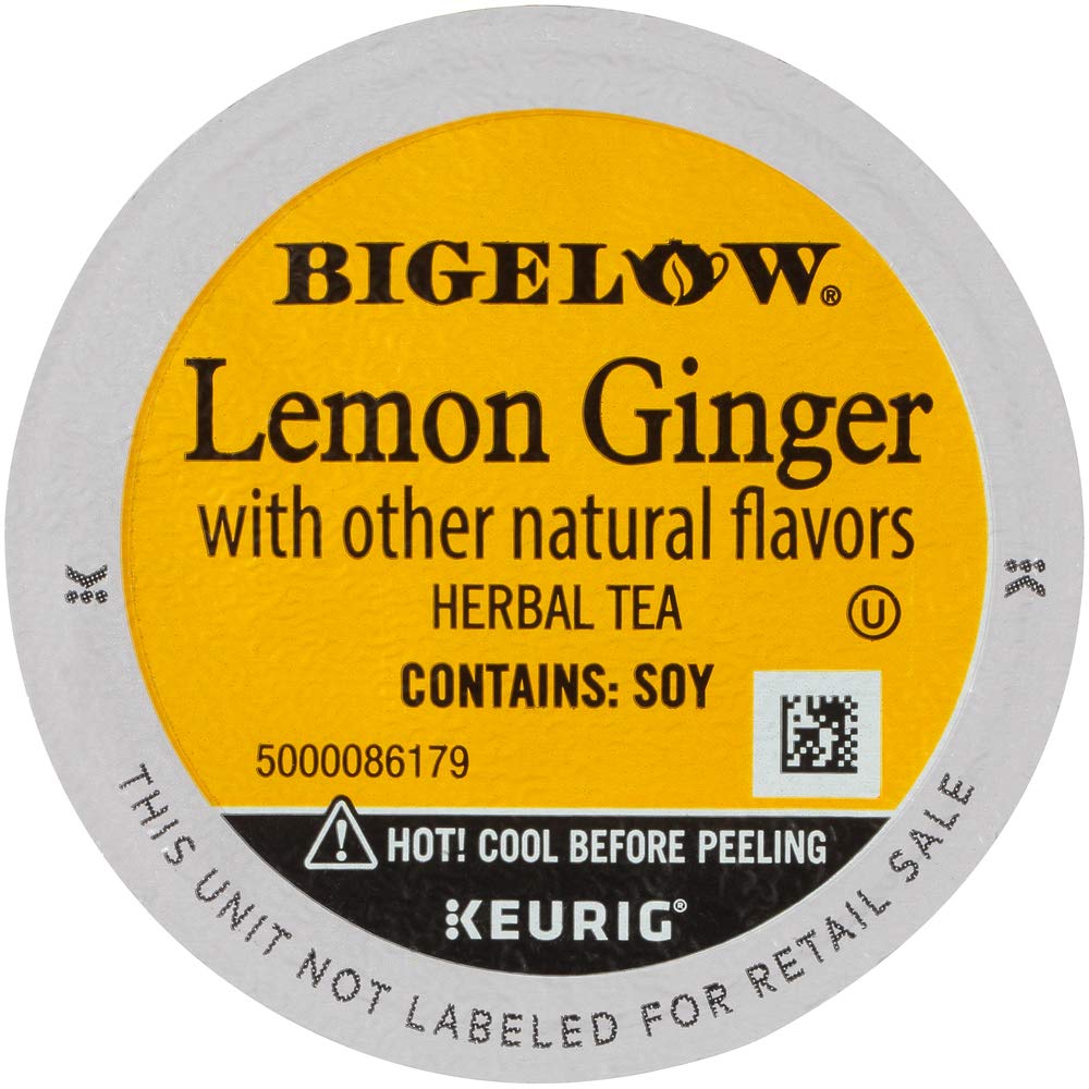 Bigelow Tea Lemon Ginger Herbal Tea K-Cups, Caffeine-Free, 22 Count Box, Pack of 1