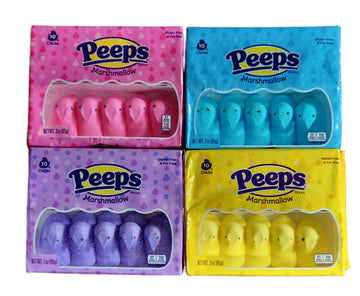 PEEPS Easter Marshmallow Chicks, Variety Pack, 10 Count (Pink, Blue, Purple, and Yellow Chicks Marshmallow Peeps)