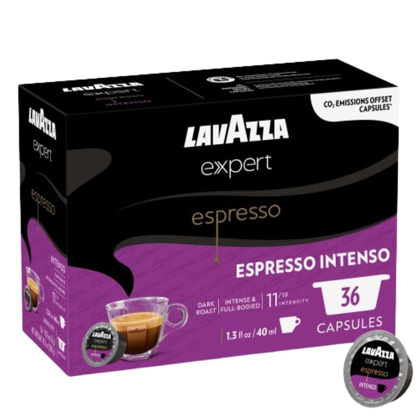 Lavazza Expert Espresso Intenso Coffee Capsules, Dark Roast, Arabica & Robusta, 36 Count, Model 2257