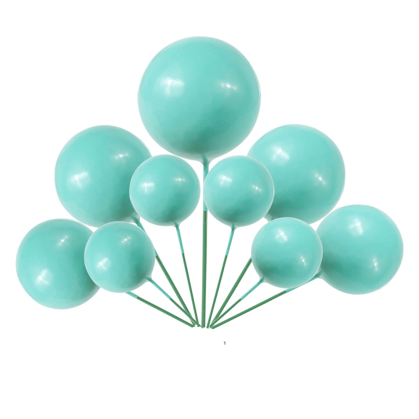 ZHUOWEISM 24 PCS Foam Ball Cupcake Toppers, Lake Blue, DIY Mini Balloon Cake Decorations for Baby Showers, Birthdays, Weddings