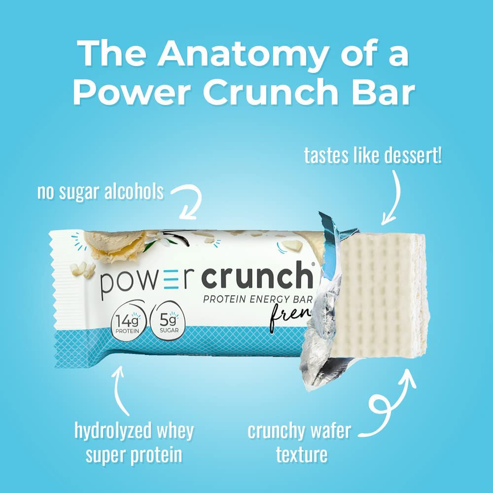 Power Crunch Protein Wafer Bars, High Protein Snacks With Delicious Taste, French Vanilla Creme, 1.4 Ounce (12 Count)