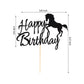 Arthsdite Horse Birthday Cake Topper, Black Glitter, Medium Size, Cardboard/Bamboo, Horse Racing Theme Party Decoration