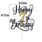 Happy 7Th Birthday Cake Topper, 7 Birthday Party Cake Decorations (Black And Gold Flashes, 7Th)