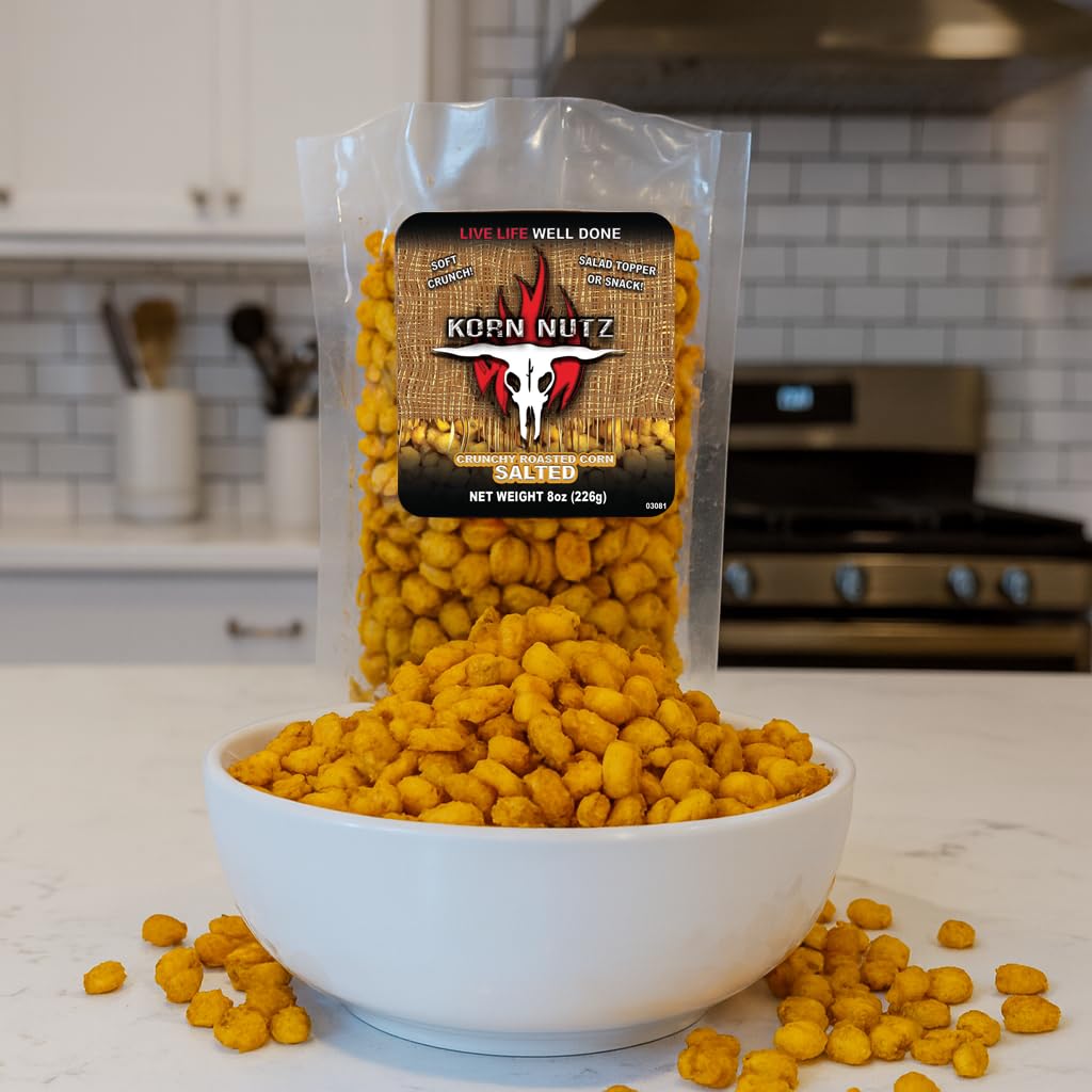 Runnin’ Wild Foods Salted Crunchy Corn Kernels - 1 Pound (Pack of 2 Bags, 8oz Each) - Korn Nutz