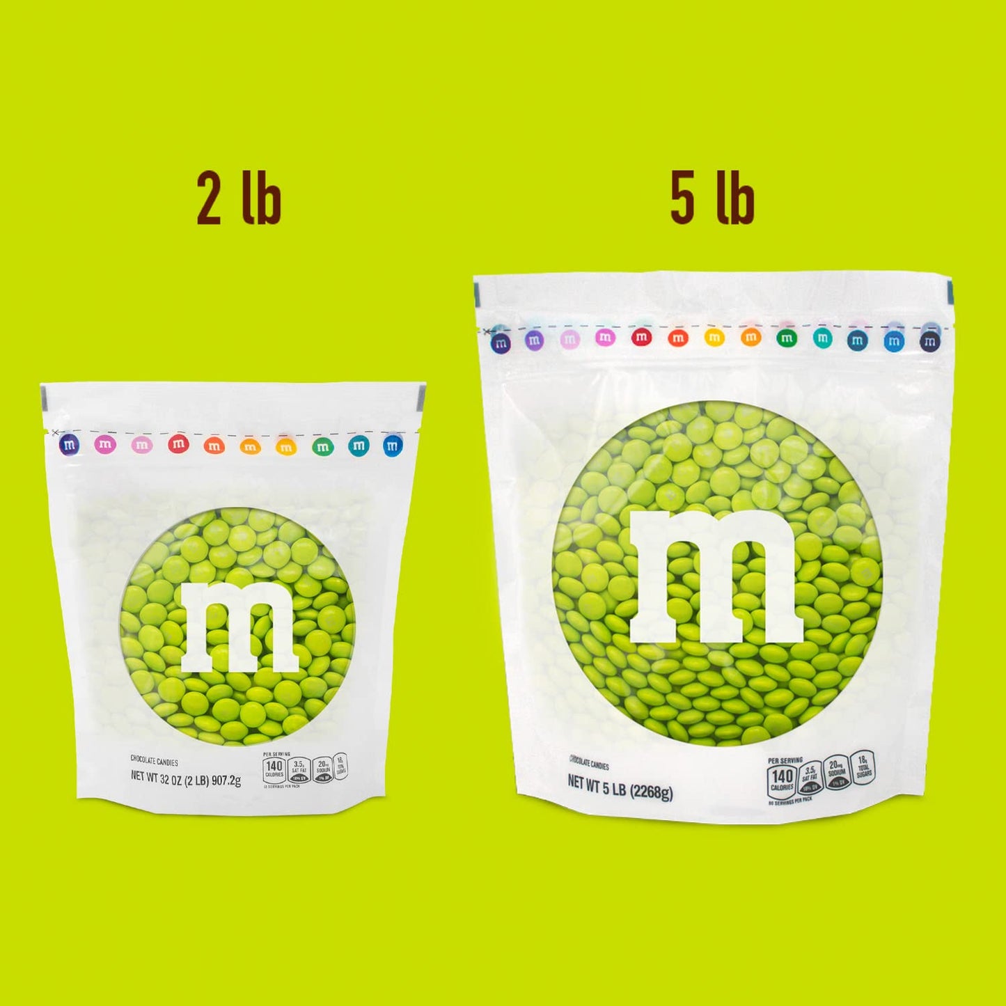 M&Ms World Electric Green Milk Chocolate Candy - 2Lbs Of Bulk Chocolate Candy In A Resealable Pack For Birthdays, Graduations, S