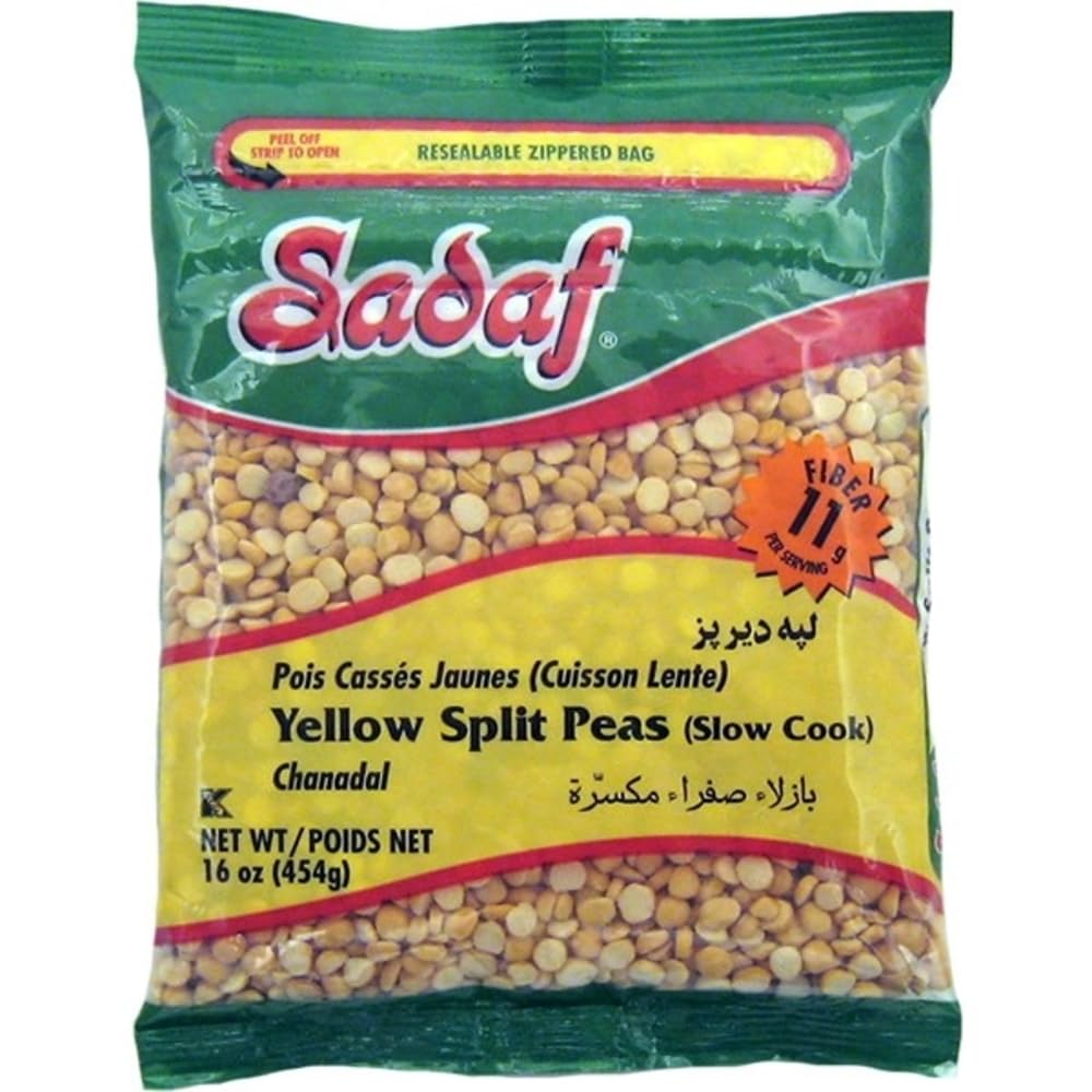 Sadaf Yellow Split Peas - Slow Cook - Yellow Split Peas for Cooking and Food Flavoring - Dried Yellow Split Peas - Kosher - 16 o