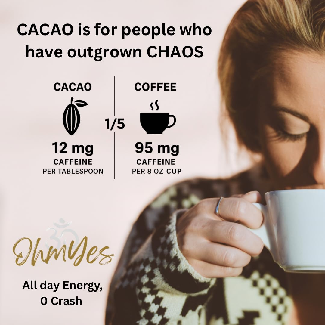 OHM Cacao Organic Raw Cacao Powder, Unsweetened, 7 Ounce, Natural Source of Magnesium & Iron