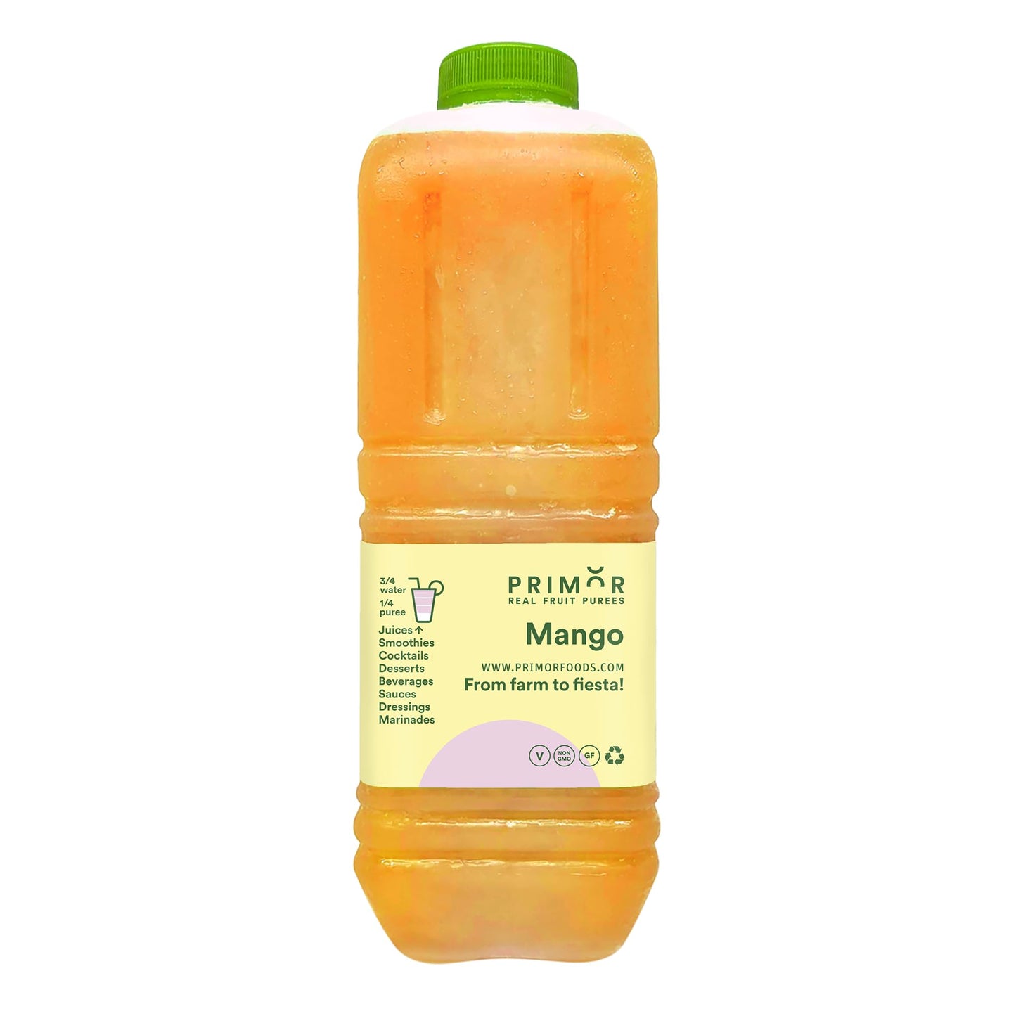 PRIMOR Fruit Purees - Mango - 64 Fl Oz (Pack of 1) - Made with Real Fruit for Juices, Smoothies, Cocktails, Desserts and More