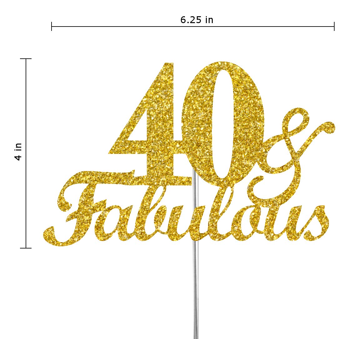 RokAPary 40th Birthday Cake Topper, Gold Glitter, Double-Sided Acrylic, Premium Quality, Model RCTF