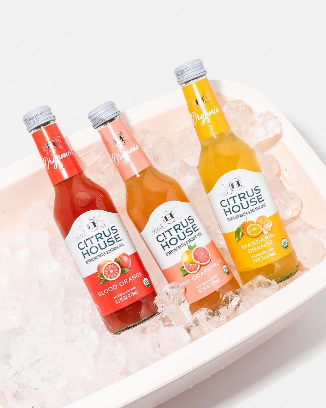 Citrus House Organic Sparkling Juice  Variety Pack  Modern Italian Soda  No Added Sugar  No Preservatives  9.3 Fl Oz Glass Bottle (Pack of 12)