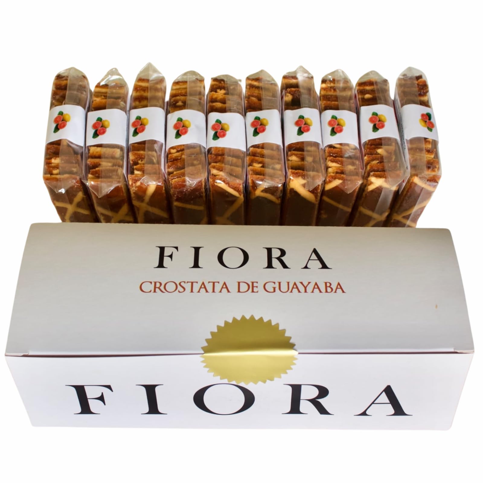 Fiora Crispy Guava Crostata ( Crispy Sweet Pastry Covered With Caribbean Guava Caramel ) 70 G (Box With 10 Individual Packs)
