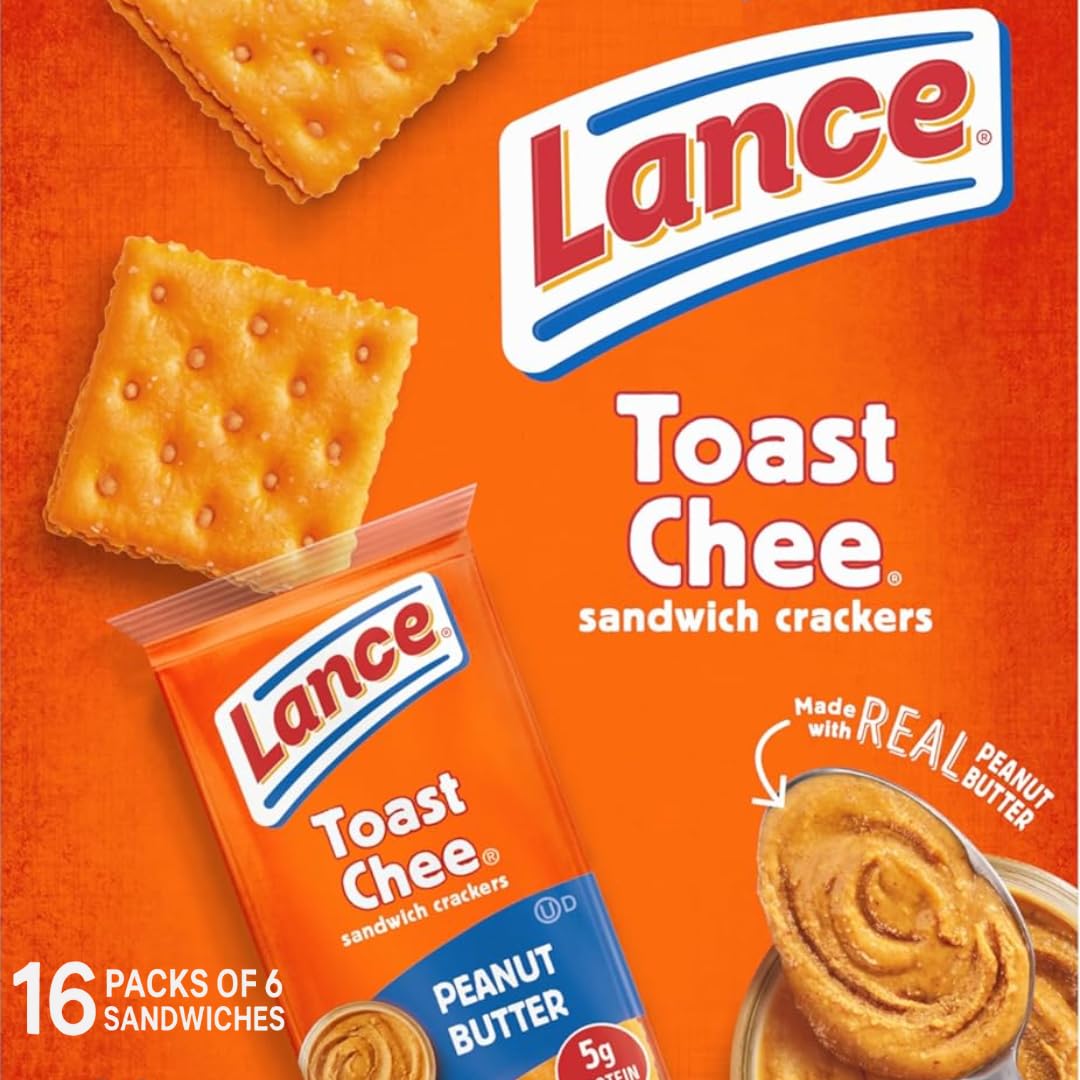 Sandwich Crackers Variety Pack, 40 Individual Snack Bags - Quality Lance Snacks, Featuring Toasty, Toastchee & Captains Wafers