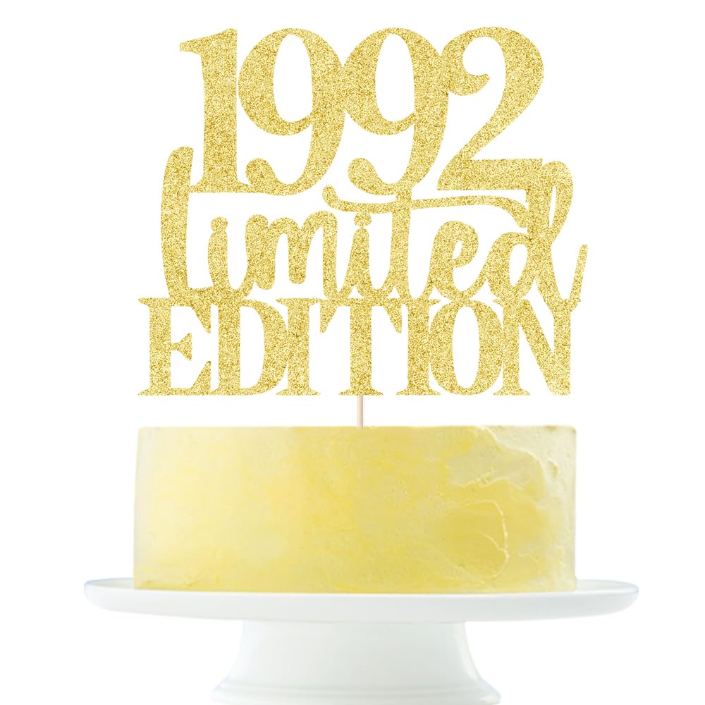 Limited EDITION 1992 cake topper 33th birthday happy birthday cake topper men and women cheer 33 years old handmade Golden glitt
